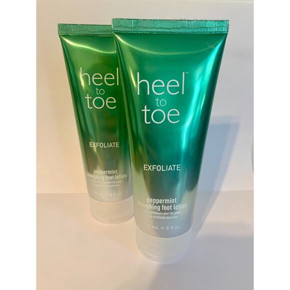 2X New Heel To Toe Exfoliate Peppermint Sloughing Foot Lotion 6 fl oz / 177 ml - Picture 1 of 3